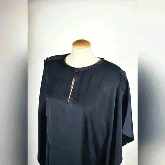 BCBGMAXAZRIA Navy Blue Satin Polyester Summer  Flowy Kaftan Dress Small 2/4 - Picture 5 of 9